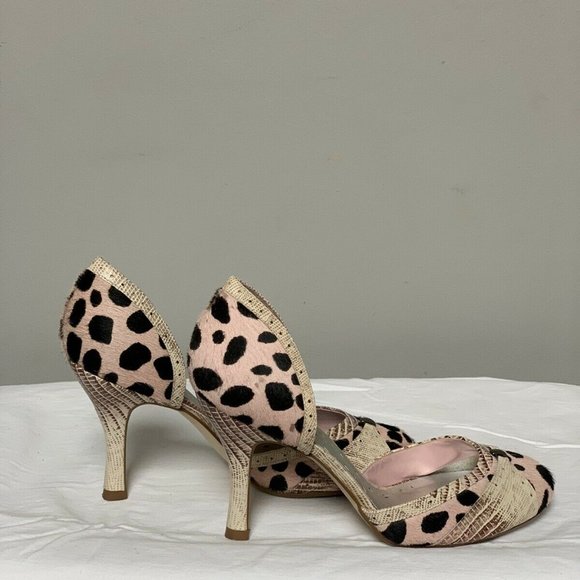 BCBG Girls Pink Leopard Pony Hair Heel Sz6 - Picture 5 of 7